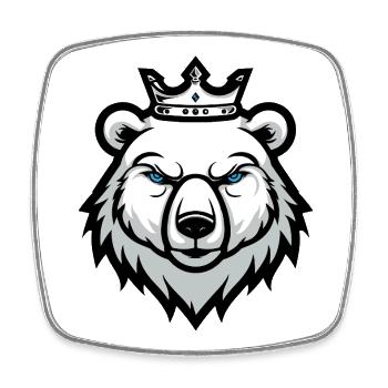 Portrait d’ours polaire Couronne tête d’ours polaire - Magnet carré - blanc - Devant