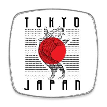 Art minimaliste de Red Rising Sun Koi - Magnet carré - blanc - Devant