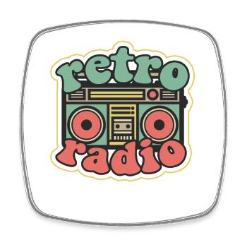 Retro Radio Boombox Gefühl - Square fridge magnet - white - Front