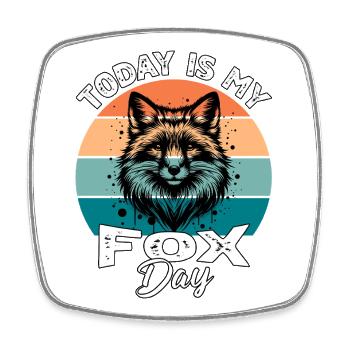 Red Fox Fox Fox - Square fridge magnet - white - Front