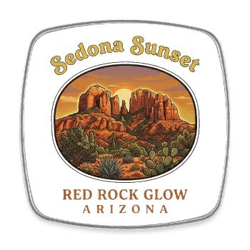 Sedona Arizona Red Rock Sunset Campin - Square fridge magnet - white - Front