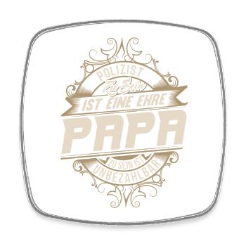 Polizist Papa - Viereckiger Kühlschrankmagnet - Weiß - Vorne