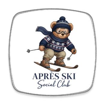 Apres Ski Social Club Bär Skifahren Wintersport - Viereckiger Kühlschrankmagnet - Weiß - Vorne