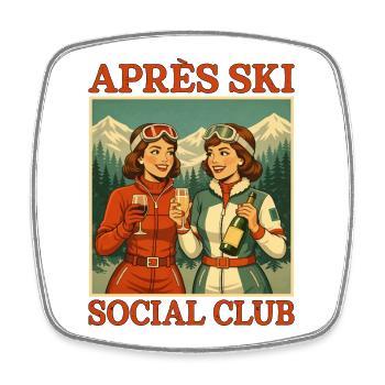 Retro Après Ski Club Damen - Viereckiger Kühlschrankmagnet - Weiß - Vorne