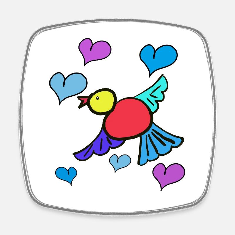 Bird with Hearts Child Children Spring - Square fridge magnet - white