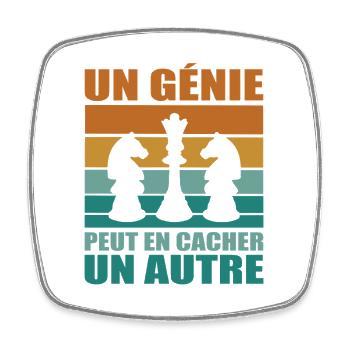 Cadeau Joueur Échecs Phrase Humoristique Génie - Magnet carré - blanc - Devant