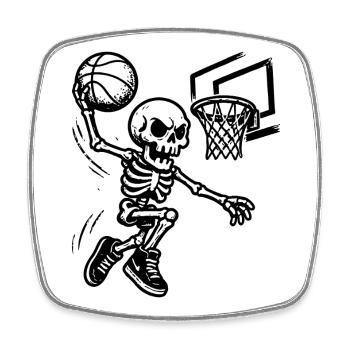 Basketball Skeleton Dunking - Square fridge magnet - white - Front