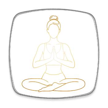 Gold Yoga Woman Line Art Meditation Design - Square fridge magnet - white - Front