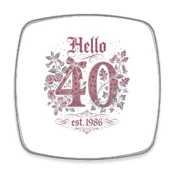 Hello 40 Leopard Pink Edition - Viereckiger Kühlschrankmagnet - Weiß - Vorne