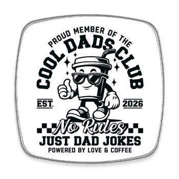 Dad 2026 Gift - Cool Dads Club - Square fridge magnet - white - Front