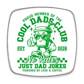Idée cadeau Papa 2026 - Club des Pères Cool - Magnet carré - blanc - Devant