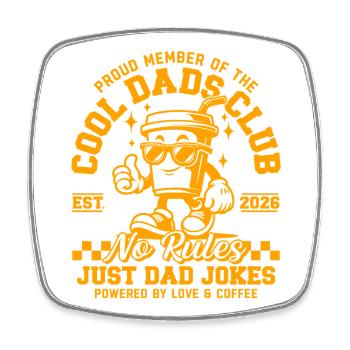Dad 2026 Gift - Cool Dads Club - Square fridge magnet - white - Front