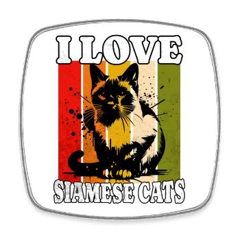 I Love Siamese Cat - Viereckiger Kühlschrankmagnet - Weiß - Vorne