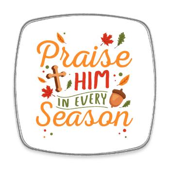 Praise Him in Every Season Psalm 146:2 Design - Viereckiger Kühlschrankmagnet - Weiß - Vorne