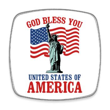 God Bless USA Patriotic Statue Liberty Flag Design - Viereckiger Kühlschrankmagnet - Weiß - Vorne