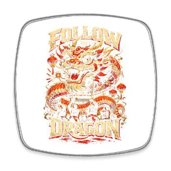 Danse du Dragon Drachentanz - Magnet carré - blanc - Devant