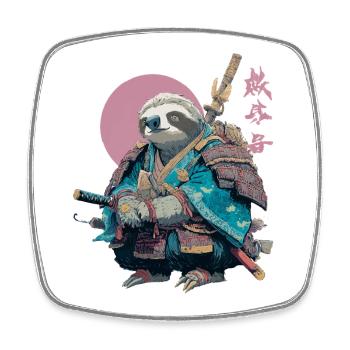 Sloth Samurai in Blue Armor - Square fridge magnet - white - Front