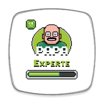 Papa Gaming Experte Level Design - Viereckiger Kühlschrankmagnet - Weiß - Vorne
