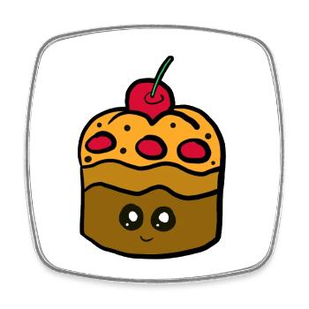 Kawaii cake with cherry maffin - Square fridge magnet - white - Front