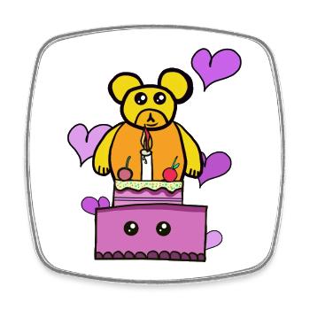 Teddy Bear Birthday Cake Cake Kids - Square fridge magnet - white - Front