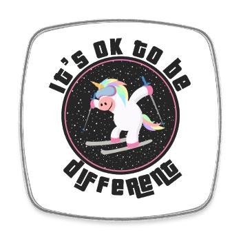 C’est normal d’être un autre licorne en ski - Magnet carré - blanc - Devant