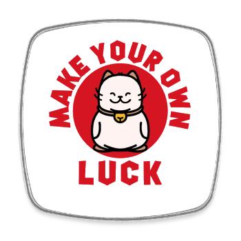 Mach dein eigenes Glück, Maneki Neko - Viereckiger Kühlschrankmagnet - Weiß - Vorne