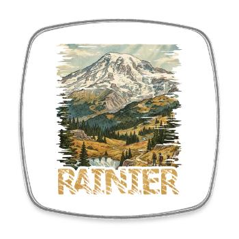 Alpine Rainier Wanderer Berglandschaft - Viereckiger Kühlschrankmagnet - Weiß - Vorne