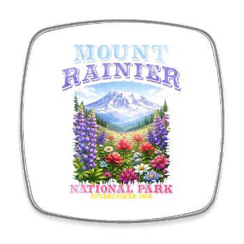 Mount Rainier National Park Flower Garden - Square fridge magnet - white - Front