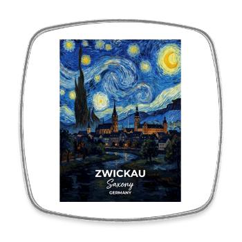 Zwickau Germany im Sternennacht-Stil - Viereckiger Kühlschrankmagnet - Weiß - Vorne