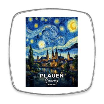 Plauen Germany Starry Night - Square fridge magnet - white - Front