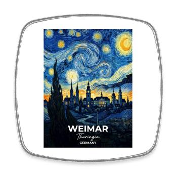 Weimar Germany City View - Square fridge magnet - white - Front