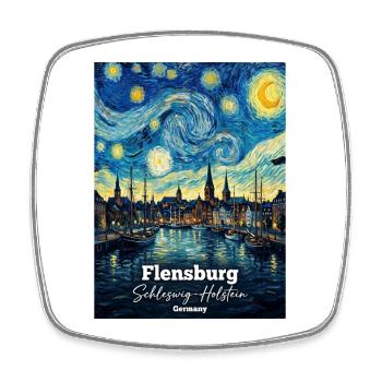 Flensburg Germany Sternennacht - Viereckiger Kühlschrankmagnet - Weiß - Vorne