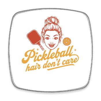 Pickleball Hair S’en Fiche, Joueur Drôle Amour - Magnet carré - blanc - Devant