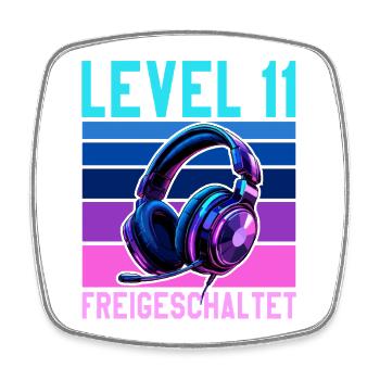 11. Geburtstag Junge Mädchen Gamer Level 11 - Viereckiger Kühlschrankmagnet - Weiß - Vorne