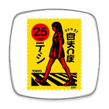 Tokyo Stamp Walk Art - Square fridge magnet - white - Front