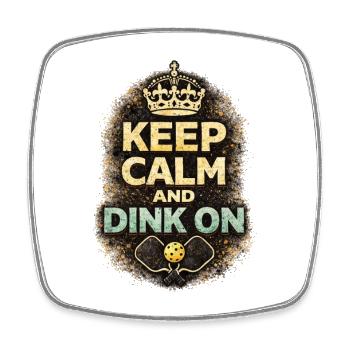 Stay calm: Dink at pickleball - Square fridge magnet - white - Front