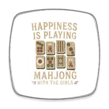 Happiness Mahjong mit den Girls - Viereckiger Kühlschrankmagnet - Weiß - Vorne