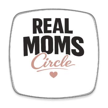 Real Moms Circle Typografie für starke Mamas - Viereckiger Kühlschrankmagnet - Weiß - Vorne