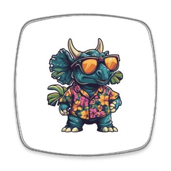 Dinosaur triceratops Comic Holiday - Square fridge magnet - white - Front