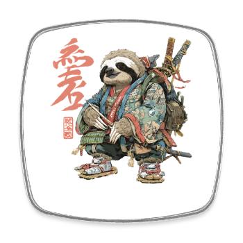 Sloth Samurai in Ukiyoe Armor - Square fridge magnet - white - Front