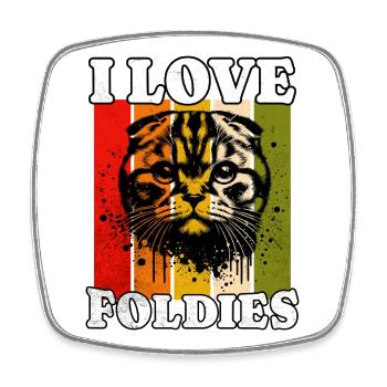 I Love Scottish Fold - Viereckiger Kühlschrankmagnet - Weiß - Vorne