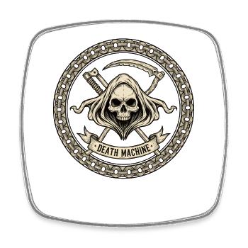 Moto Biker V-Twin Moteur Skull Skull Rocker - Magnet carré - blanc - Devant