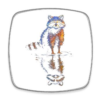 Water Reflection Raccoon – Play of Colors - Square fridge magnet - white - Front
