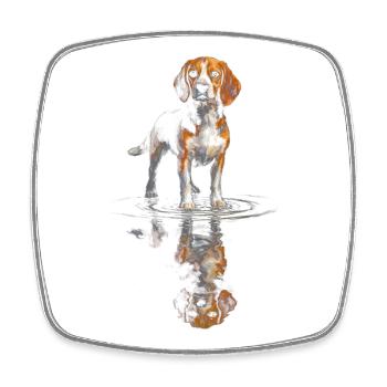 Beagle am Wasserspiegel - Viereckiger Kühlschrankmagnet - Weiß - Vorne