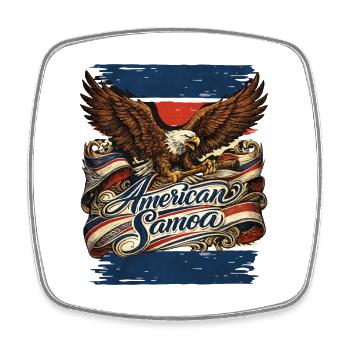 Adler über Flaggenband American Samoa - Viereckiger Kühlschrankmagnet - Weiß - Vorne