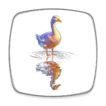 Wasserfarbene Ente am Teich - Viereckiger Kühlschrankmagnet - Weiß - Vorne
