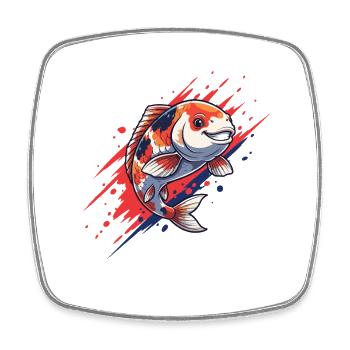 Style rouge bleu Koi-Splash - Magnet carré - blanc - Devant