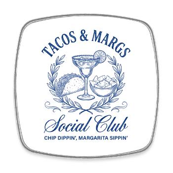 Tacos & Margs Social Club - Viereckiger Kühlschrankmagnet - Weiß - Vorne
