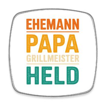 Ehemann Papa Grillmeister Held Vater Retro BBQ - Viereckiger Kühlschrankmagnet - Weiß - Vorne