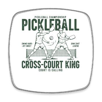 Pickleball Cross Court King Love Pickleball Spieler - Viereckiger Kühlschrankmagnet - Weiß - Vorne